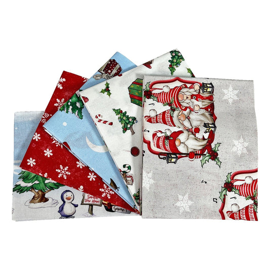 Craft Cotton Driving Gnome For Christmas Fat Quarter Pack 3265-00