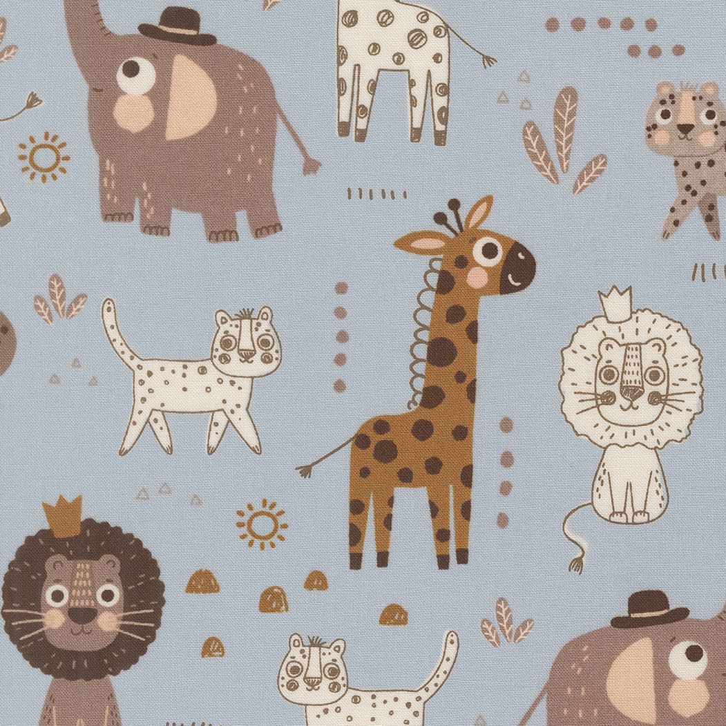 Blue Childrens Moda Fabric Moda Wildly Cute Safari - The Sewing Studio