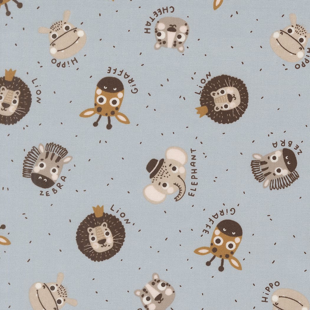 Blue Childrens Moda Fabric Moda Wildly Cute Safari - The Sewing Studio
