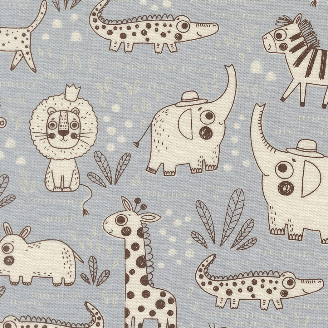 Blue Childrens Moda Fabric Moda Wildly Cute Safari - The Sewing Studio