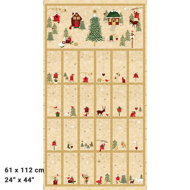 Stof Frosty Snowflake Fabric Advent Calendar Panel Beige