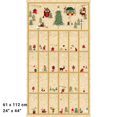 Stof Frosty Snowflake Fabric Advent Calendar Panel: Beige