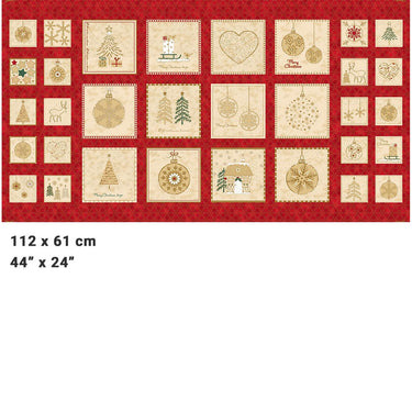 Stof Frosty Snowflake Fabric Christmas Squares Panel