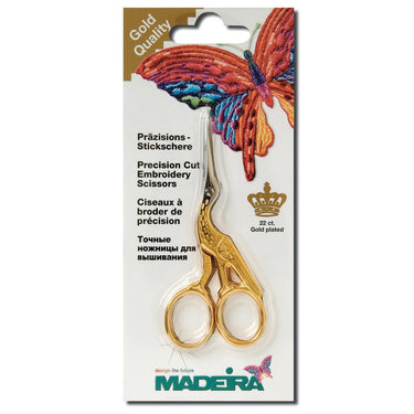 Stork Embroidery Scissors Gold Plated 9cm