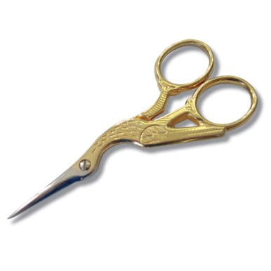 Stork Embroidery Scissors Gold Plated 9cm