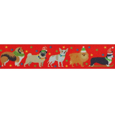 Christmas Ribbon Festive Pets: 25mm Wide: Red