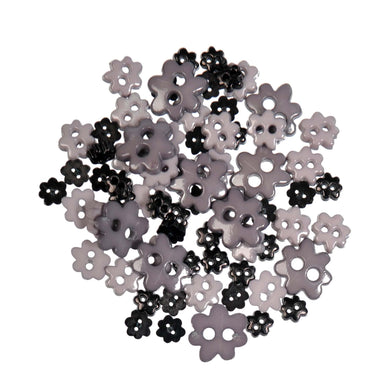 Mini Flower Craft Buttons: Black: 2.5g pack