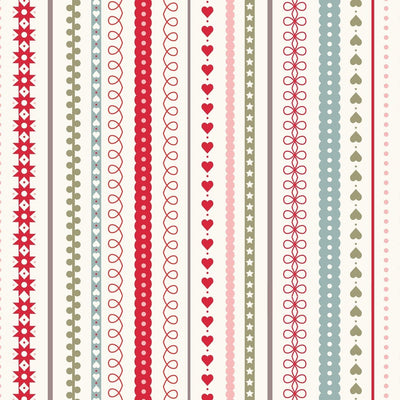 Lewis And Irene Gingerbread Season Fabric Gingerbread Festive Stripes on Cream C86-1