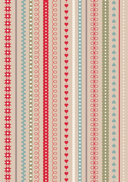 Lewis And Irene Gingerbread Season Fabric Gingerbread Festive Stripes on Butterscotch C86-2