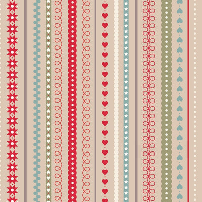Lewis And Irene Gingerbread Season Fabric Gingerbread Festive Stripes on Butterscotch C86-2 Square