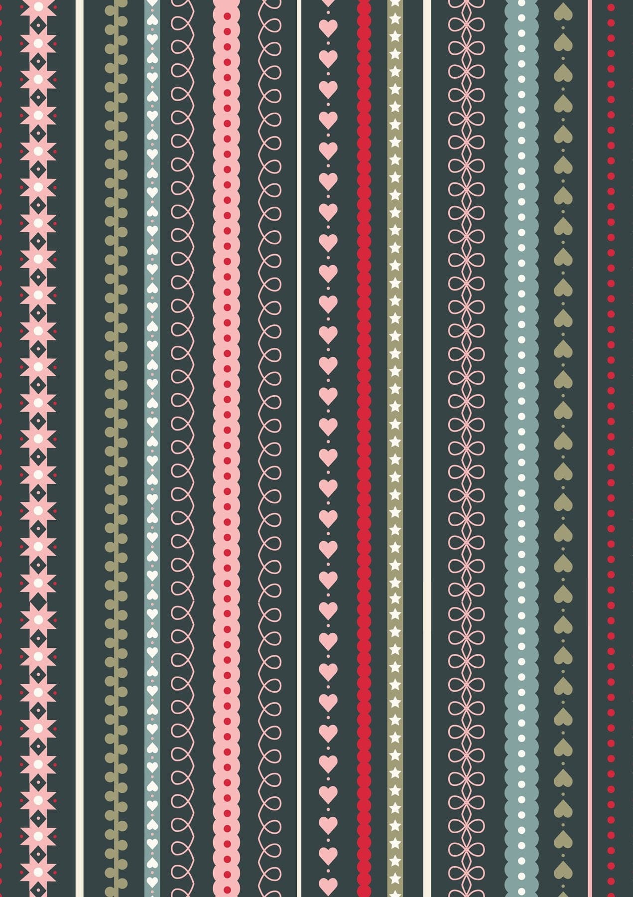 Lewis And Irene Gingerbread Season Fabric Gingerbread Festive Stripes on Dark Grey C86-3