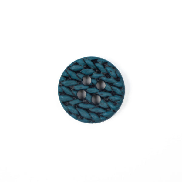 Teal Knit-Effect Button 20mm