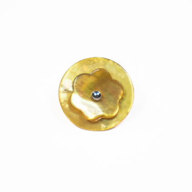 Yellow Round Flower Button 18mm