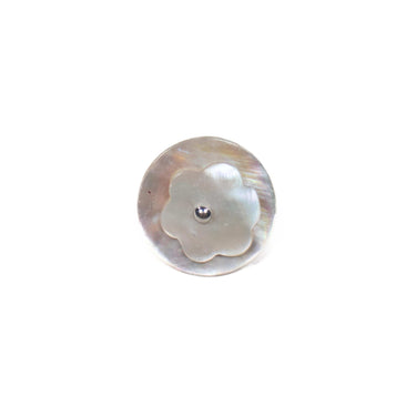 Silver Round Flower Button 18mm