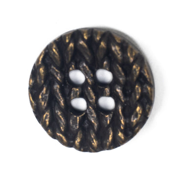 Brown Round Knit-Effect Button 20mm