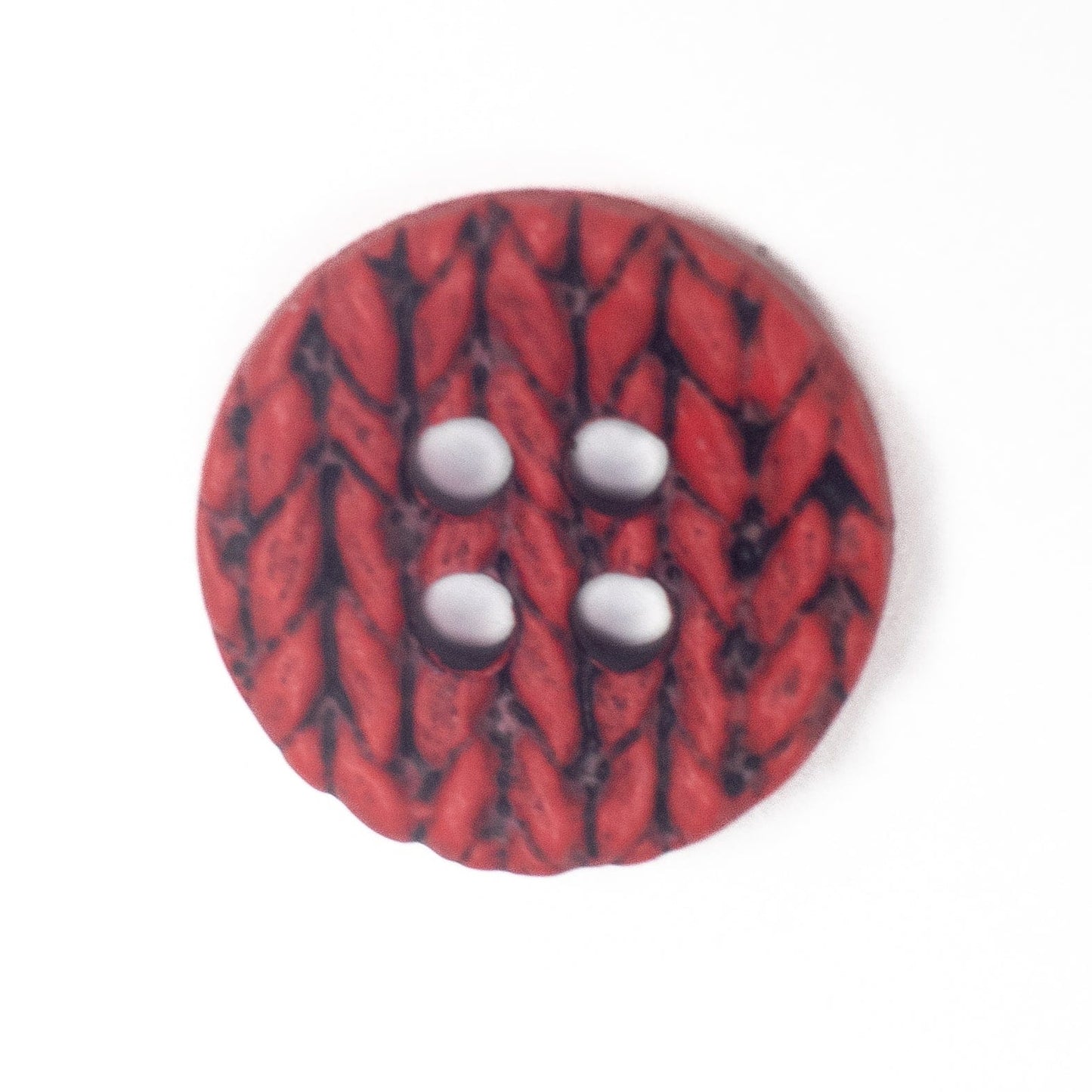 Red Round Knit-Effect Button 20mm