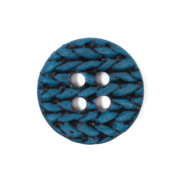 Blue Knit-Effect Button 20mm