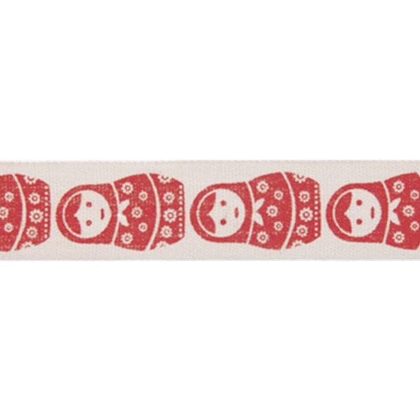 Vintage Christmas Ribbon: Russian Doll: 15mm wide. Price per metre.