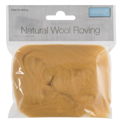 Natural Wool Roving, Yellow, 10g Packet