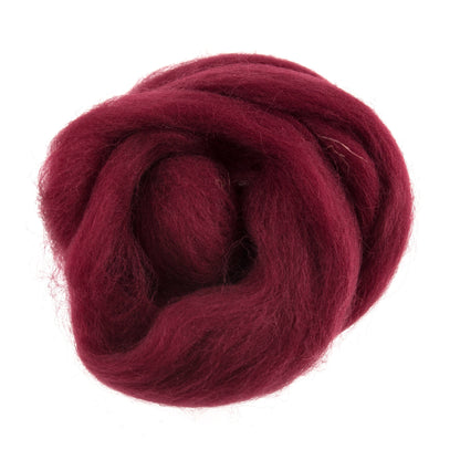 Natural Wool Roving, Wine, 10g Packet