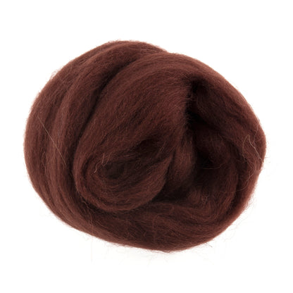 Natural Wool Roving, Chocolate, 10g Packet
