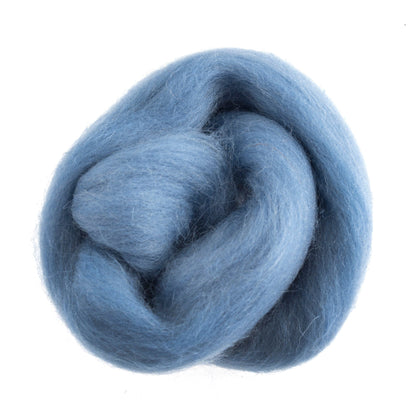 Natural Wool Roving, Light Blue, 10g Packet