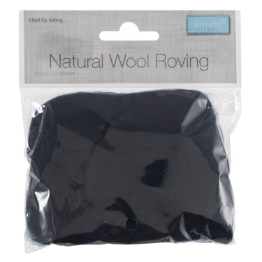 Natural Wool Roving, Navy, 10g Packet