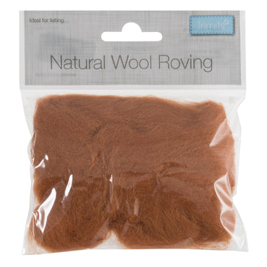 Natural Wool Roving, Beige, 10g Packet