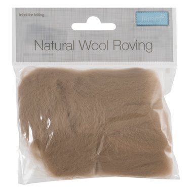 Natural Wool Roving, Cream Beige, 10g Packet