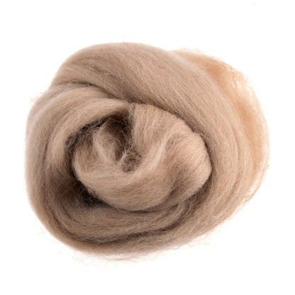 Natural Wool Roving, Cream Beige, 10g Packet