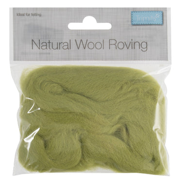 Natural Wool Roving, Pistacchio, 10g Packet
