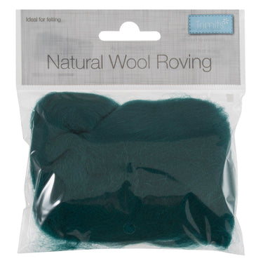 Natural Wool Roving, Grass Green, 10g Packet