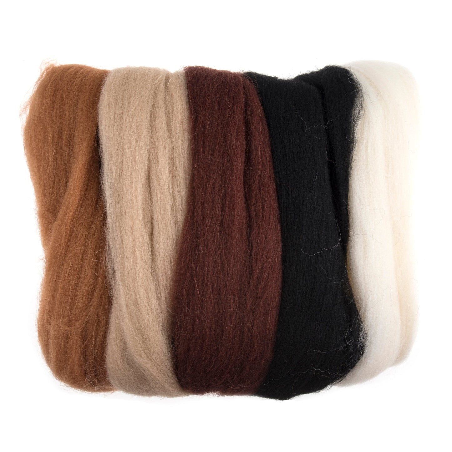 Natural Wool Roving, Standard Browns, 50g Packet