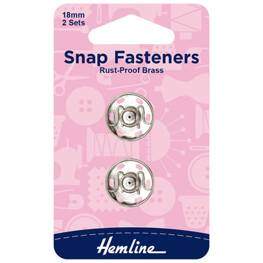 Sew-on Snap Fasteners Nickel 18mm: Pack of 2