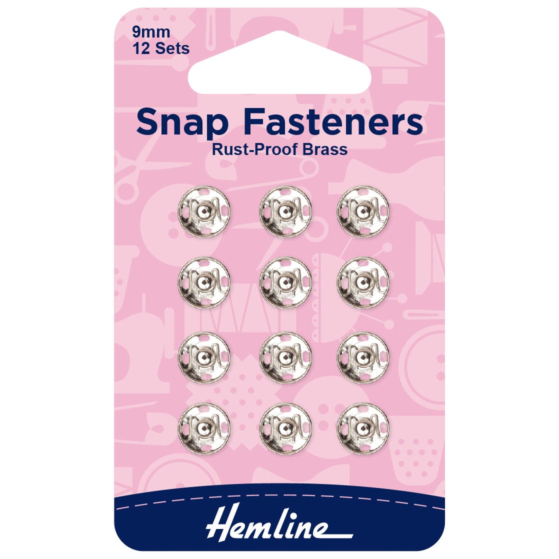 Sew-on Snap Fasteners Nickel 9mm: Pack of 12