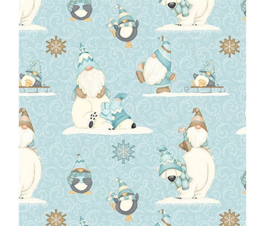 Henry Glass Fabric I Love Sn Gnomies Polar Bears And Gnomes Flannel F9637-11