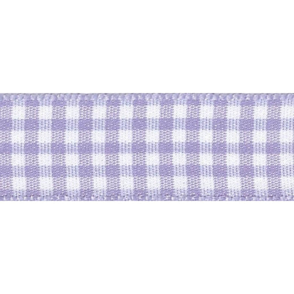 Gingham Ribbon: Orchid Purple: 25mm wide. Price per metre.