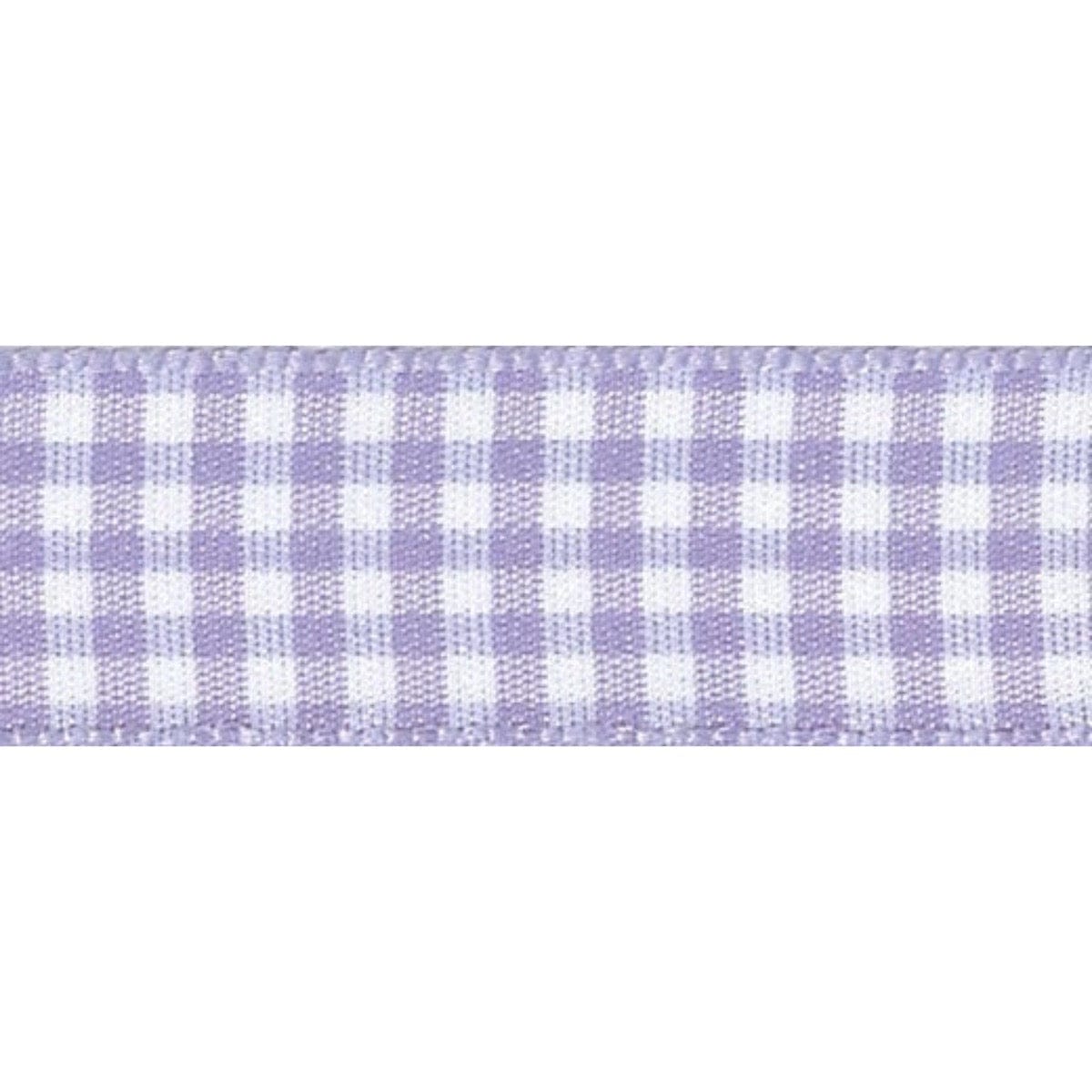 Gingham Ribbon: Orchid Purple: 15mm wide. Price per metre.