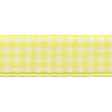 Gingham Ribbon: Lemon Yellow. 10mm wide. Price per metre.
