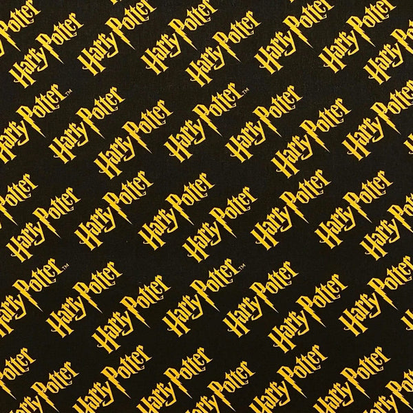 Harry Potter Diagonal Logo Black Quilting Fabric