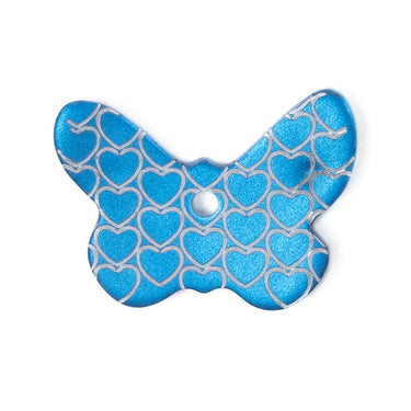 Blue Butterfly Heart Button