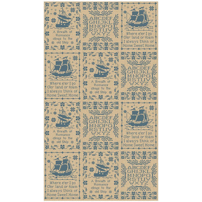Moda Threads That Bind Fabric At Waters Edge Sampler Panel Parchment Indigo 28002-21