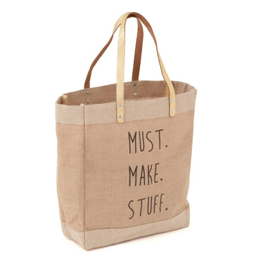 Craft Tote Bag: Must Make Stuff. Hessian and linen