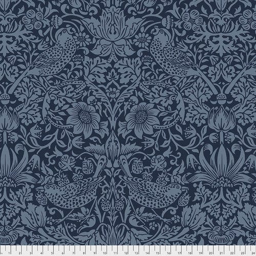 Morris & Co 108” wide quilt backing. Strawberry Thief: Navy
