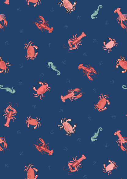 Lewis And Irene Small Things Coastal Crabs Lobsters and Seahorses SM58.3 Original