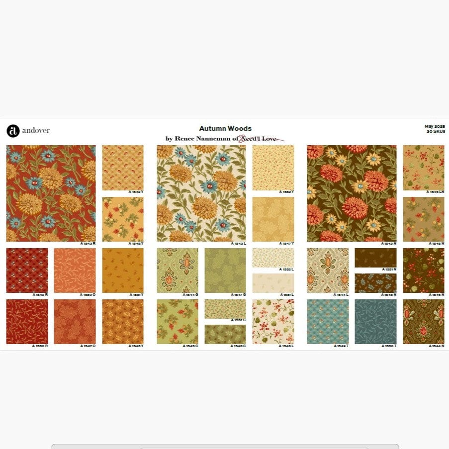 Andover Fabric Pre Cuts Andover Autumn Woods Strip Roll  - The Sewing Studio