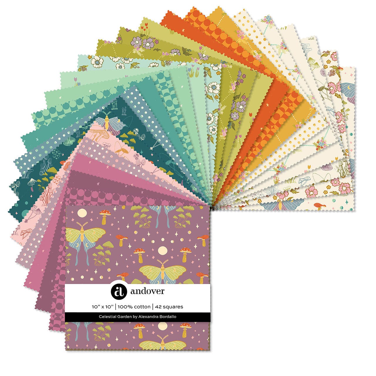 Andover Fabric Pre Cuts Andover Fabric Celestial Garden 10 Inch Square Pack  - The Sewing Studio
