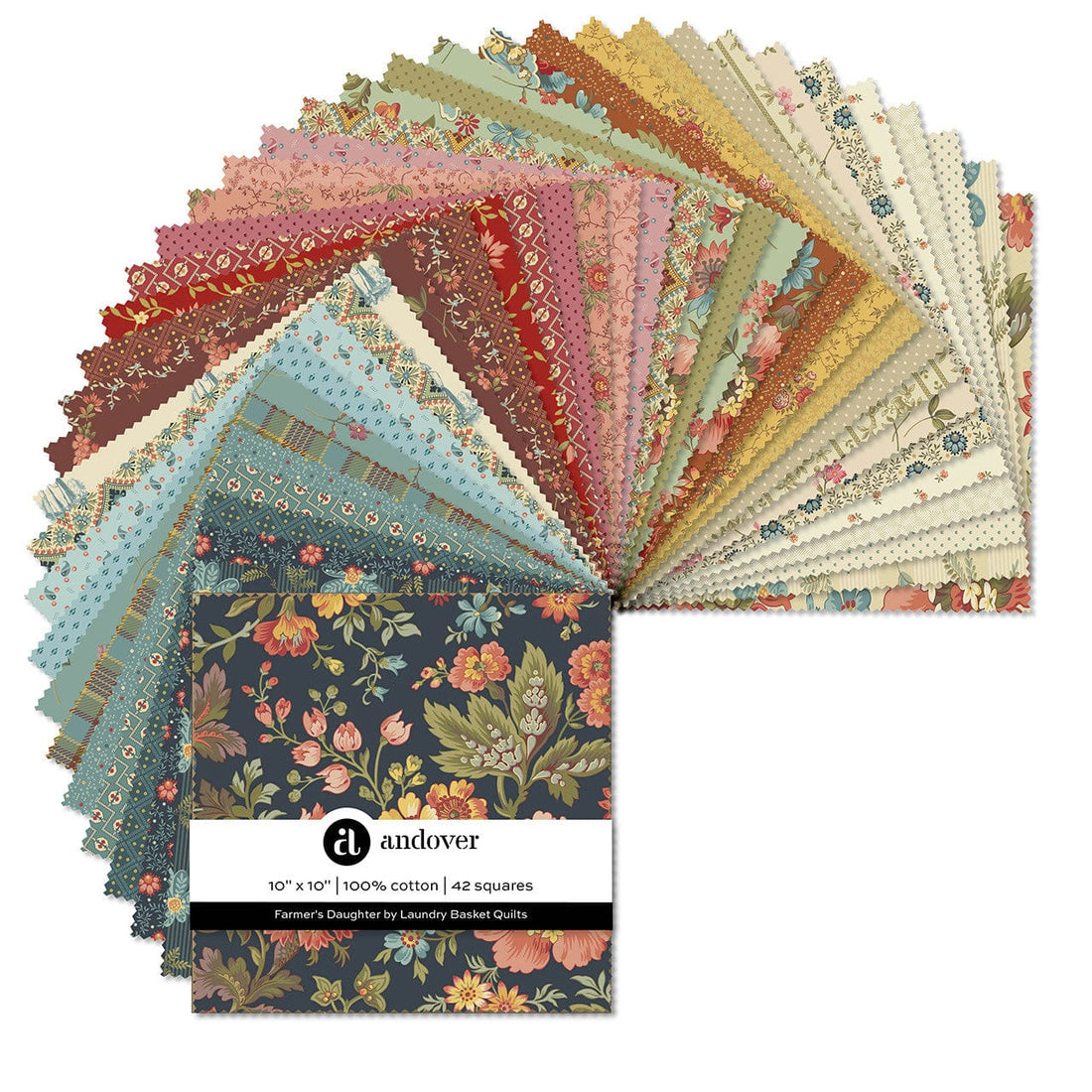 Andover Fabric Pre Cuts Andover Fabric Farmers Daughter 10 Inch Square Pack  - The Sewing Studio
