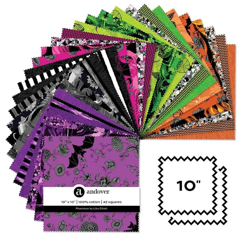 Andover Fabric Pre Cuts Andover Fabric Phantasm by Libs Elliott 10 Inch Square Pack  - The Sewing Studio