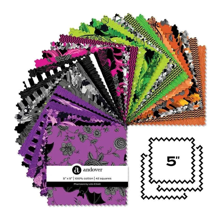 Andover Fabric Pre Cuts Andover Fabric Phantasm by Libs Elliott 5 Inch Square Pack  - The Sewing Studio
